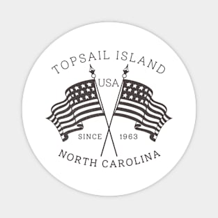 Topsail Island, NC Summertime Vacationing Patriotic Flags Magnet